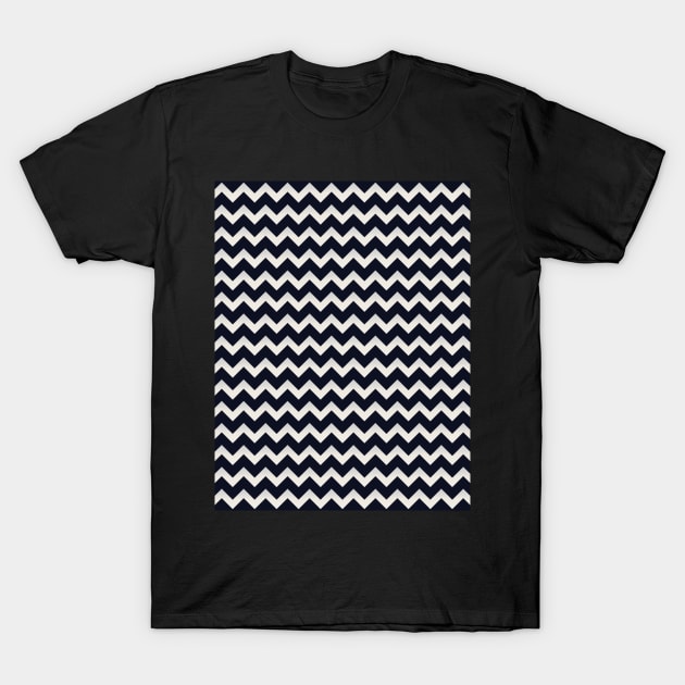 Pretty Simple Chevron Stripes Navy Blue and White Shadow T-Shirt by GDCdesigns